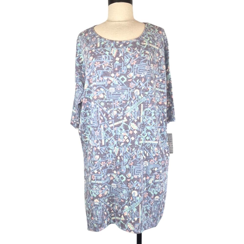 LuLaRoe Irma Tunic Shirt Womens Large Loose High Low Hem Mid Length Sleeve New
